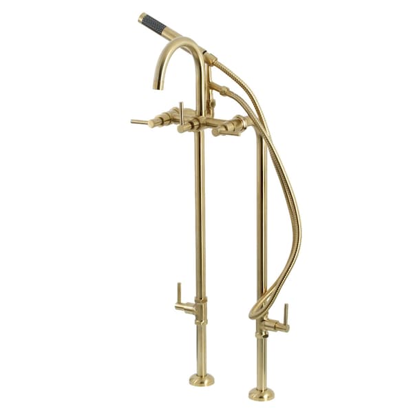Aqua Vintage CCK8107DL Freestanding Tub Faucet with Supply Line, Stop Valve, Brushed Brass CCK8107DL - main
